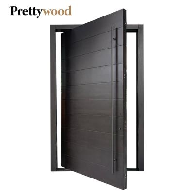 China Prehung Bulletproof Outdoor Modern Horizontal Black Security Villa Stainless Steel Front Doors for sale