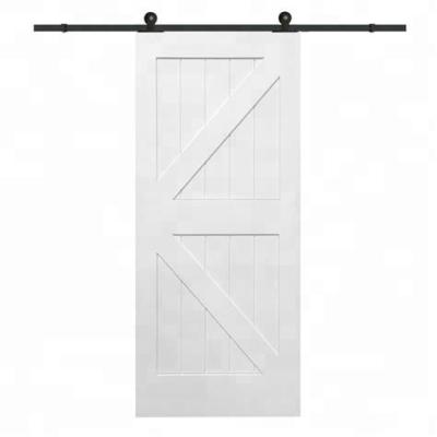 China Waterproof Modern Solid Lowes Wood Interior Sliding Barn Door With Hardware Fitting for sale