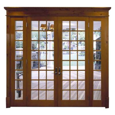 China Wholesale Waterproof Prettywood Outdoor Patio Solid Wood Frame Glass French Doors for sale