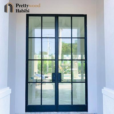 China Factory Price Commercial And Residential Prettywood Swing Tube Carbon Steel Double Glazing Magnetic Screen Door for sale