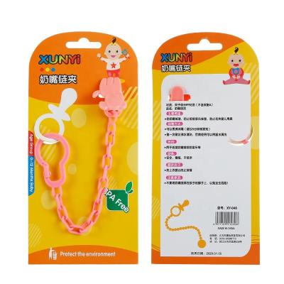 China Baby BPA Nipple Clip Anti-Drop Free Fixed Plastic Infant Teether Chain Portable Pacifier Holder Chain for sale