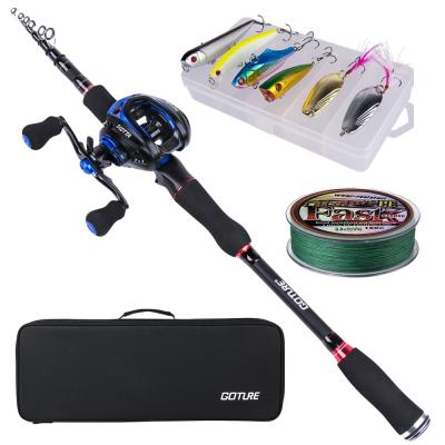 China Hotsale Carbon Fiber Fishing Telescopic Fishing Rod With Magnetic Baitcasting Reel Full Set Carbon Fiber Fishing Accessories Set for sale