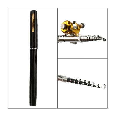 China Red Portable Pocket Mini Telescopic Fishing Pole Pen Light/Medium/Carbon Fiber /Energetic Material Shape Folded Fishing Rod Rod With Reel Wheel Ice for sale