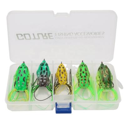 China Goture Soft Fishing Lure Set Kit Top Water Frog Lure 5 Pieces In Fishing Tackle Box Soft Rubber Frog Fishing Lure C10603 for sale