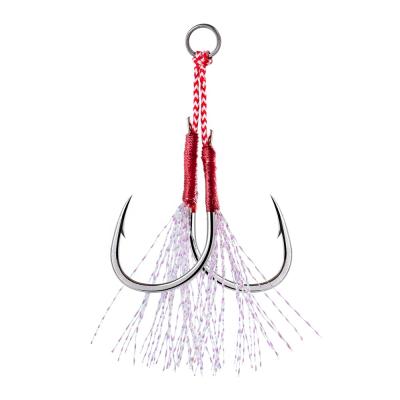 China Goture Silver Bucktail Building Lead Vertical Hook Fishing Double Hook Building Hooks for sale