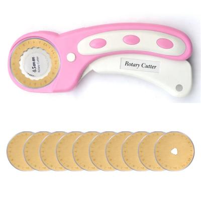 China Quick-Change Rotary Cutter Set With 10 Replacement Blades 45mm Titanium Gold Rotary Rotary Cutter for sale