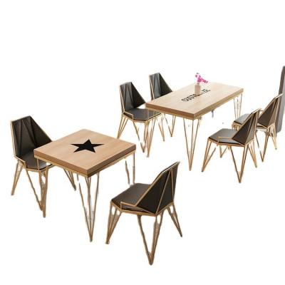 China Modern Nordic Style Commercial Black Leather Table And Chair Combination For Cafe for sale