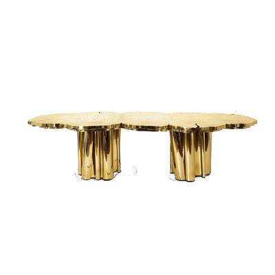 China Cooling Modern Furniture Gold Stainless Steel Living Room Coffee Table Smart End Table Set for sale