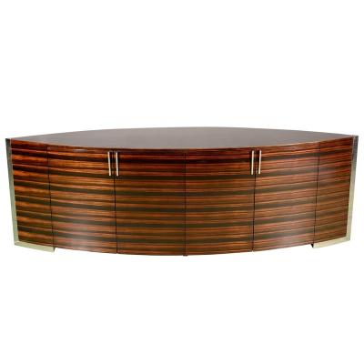 China Customized Modern Home Furniture High Quality Oval Shape Ebony Wood Living Room TV Cabinet for sale