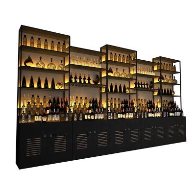 China Modern High End Modern Stylish Indoor Furniture Cabinet Wine Bottle Display Rack Bar Furniture With Light for sale