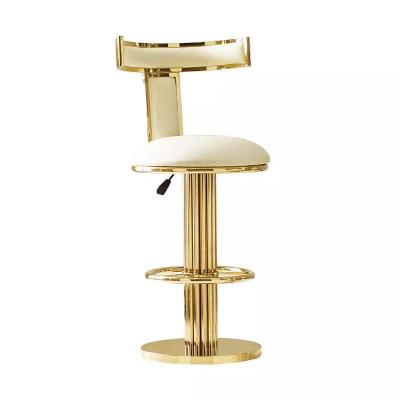 China Italian Modern Home Furniture Modern Style Design T Shape Stool Stainless Steel Gold Vintage High Bar Back Chair for sale