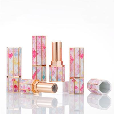 China Cosmetics whole sale mermaid lipstick tube 12.1mm empty octagonal bottle for lip balm in stock for sale