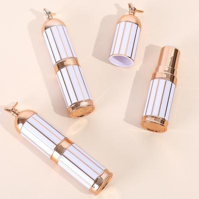 China Hot sale cosmetics empty birdcage lipstick tube 12.1mm gold white bottle for lip balm in stock for sale