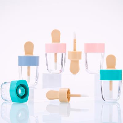 China Lip Gloss Tube 7ml Ice Cream Shape Lip Gloss Tubes Lip Balm Stick Container Cosmetic Packaging With Magic Wand DIY Cute Colorful Empty Plastic Lip Gloss Tube for sale