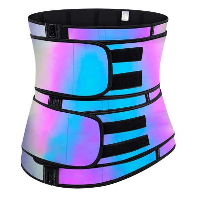 China Adult Rainbow Waist Trainer Slimming Belt Coset Reflective Color Women Plus Size Body Shaper Corset for sale