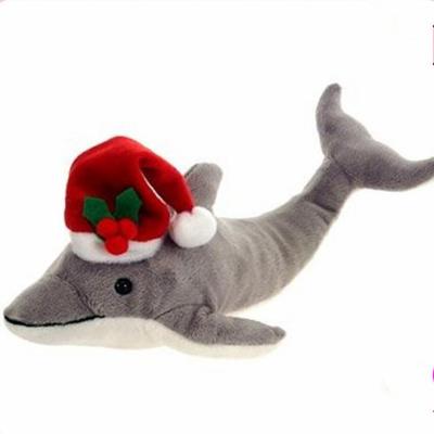 China High Quality Soft Plush Christmas Dolphins Play With Christmas Hat for sale