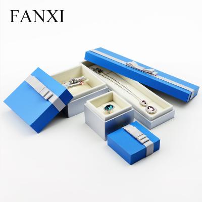 China Wholesale Custom FANXI Design Fancy Shiny Jewelry Boxes Gift Wrapping Paper Packaging Box With Ribbon Closure for sale