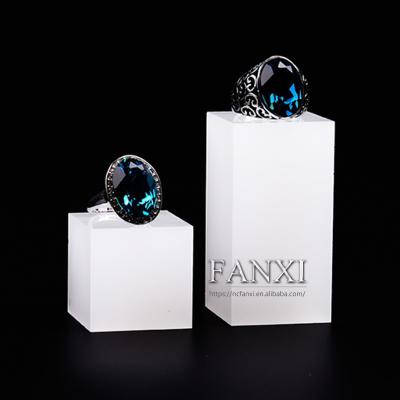 China New Product Acrylic Jewelry Supplier FANXI Ring Display Props Milky White Acrylic Display Stand for sale