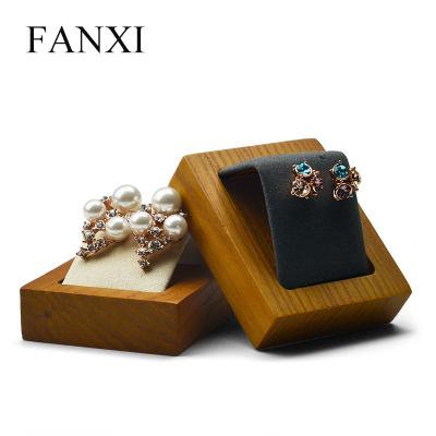 China FANXI Original Cute Sensitive Cute Wooden Earring Stud Earring Display Stand Wooden Piercing Rack Trade Show Jewelry Organizer Counter Shop Holder Jewelry Earring Display Rack FANXI for sale