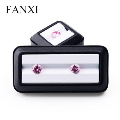 China Factory Wholesale Custom Made Wooden Crystal Stand Jewelry Dislays Packing Diamond Black Leatherette Loose Display Box for sale