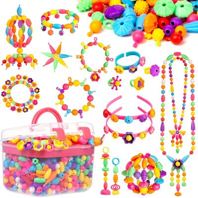 China 550 Pcs Headband Necklaces Bracelets Rings Pop Snap Beads for Girls Toys Pop-Bead Art and Craft DIY Kits Jewelry Making Kit for sale