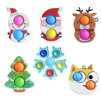 China 2021 Silicone Wholesale New Arrival Mini Decompression Finger Keychain Cute Christmas Bubble Pushing Squezze Toys for sale