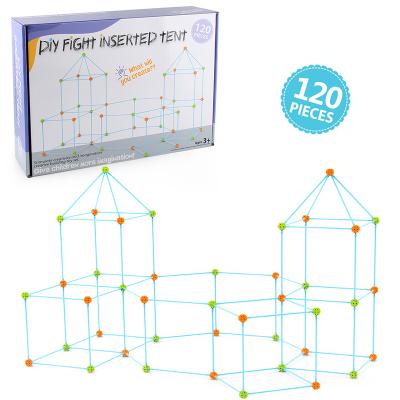 China ABS Plastic 120 Pcs Air Forts Builder Gift Kid Construction Toys For Boys And Girls BPA Free Children To Build Your Own Den Fort Kit for sale