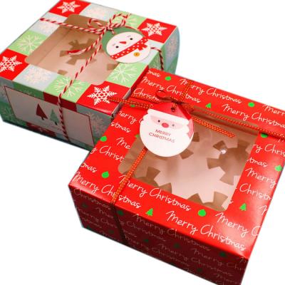 China Recyclable Christmas Cookie Boxes With Clear Window Cake Containers 4 Pack Cupcake Boxes With Inserts High Quality Cupcake Box for sale