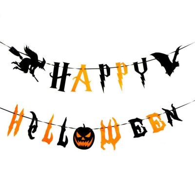 China Witch Ghost Pumpkin Bunting Fabric Garland Banners Felt By Halloween Decorations Halloween Banner Happy Halloween Theme For Halloween Party Decoration for sale