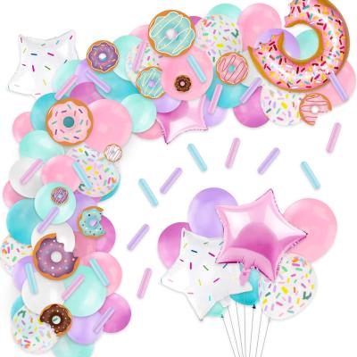 China Party Decorations Donut Balloons Garland Pastel Confetti Donut Backdrop Kids Photo Prop Birthday Party Decoration Kits Sprinkles Balloons Arch for sale