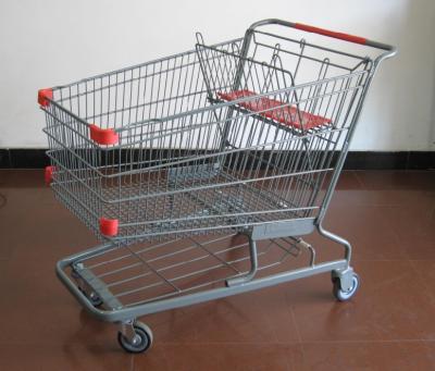 China Unveiling MOQ 100 PCS 250L Hypermarket Trolley With Two Seats, Supermarket Metal Trolley, Grocery Carts for sale