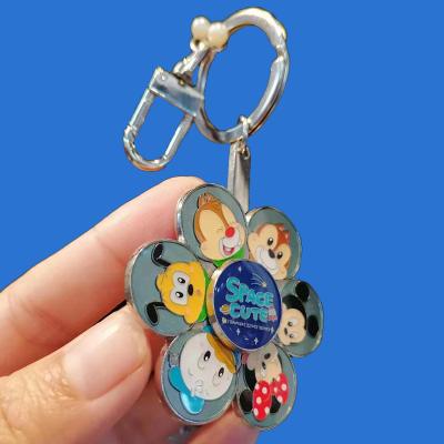 China Souvenir Gifts Factory Promotion Cute Cartoon Animal Key Design Hard Enamel Metal Key Chain Ring Customized Size Silver Plating for sale