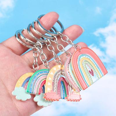 China Wholesale Fashional Souvenir Gifts Colorful Rainbow Keychains New Custom Your Own Keychain Acrylic Plastic Keychain for sale