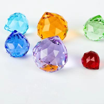 China China Wholesale Color Prism Luster Clear Faceted Diamond 20mm 30mm 40mm 50mm Pendant Crystal Glass Balls With Holes for sale