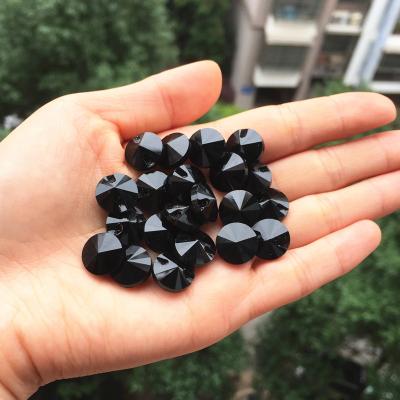 China High Grade Nickel Free 12/14mm Black Crystal Gemstone Buttons Sewing Buttons For Shirt Crystal Buttons For Clothes Sewing Accessories for sale