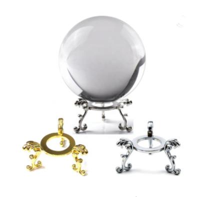 China 2022 China New Design Tripod Shape Gold Silver Colored Metal Crystal Ball Holder Stand Sphere Base for sale