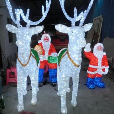 China Indoor And Outdoor Led Pattern Lit Outdoor Reindeer Carriage Christmas Santa Light for sale