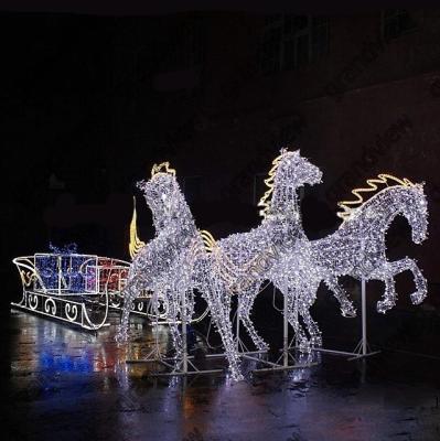 China Horse and Sleigh Led Horse and Sleigh Motif Christmas Lights Illumination for sale