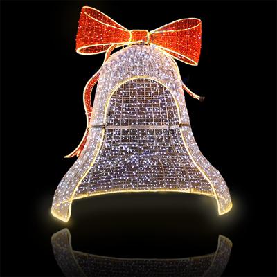 China Commercial Use Grandview Pattern 3D Outdoor Waterproof Christmas Large Bells Light Up For Christmas Decoration for sale