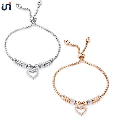 China Instyle CLASSIC UNIQUE Adjustable Heart Love CZ Stone Customize Stainless Steel Bracelets Accessories for sale