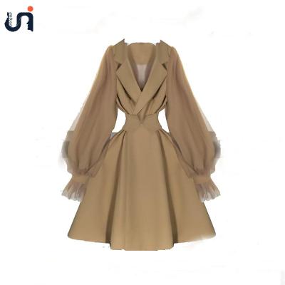 China 2021 Fashion Viable UNIQUE Women's Long Sleeve Anorak Jacket Ditch Coats Khaki Coat Women Coat New Wholesale for sale