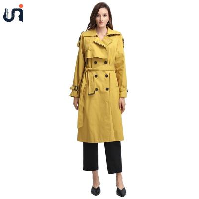 China Chicever Solid Color Lapel Long Sleeve UNIQUE Collar Long Sleeve Slimming Belt Anorak High Waist For Female for sale