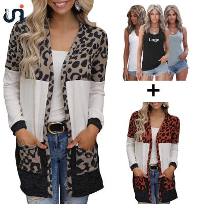 China 2021 Wholesale UNIQUE Autumn Winter Anti-wrinkle Women's Casual Leopard Camouflage Snake Print Long Oversized Knitted Cardigan for sale