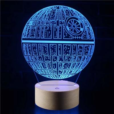 China EUROPEAN New Star Fight 3D Light Gift Colorful Touch Death Star Night LED Remote Control Desk Lamp for sale