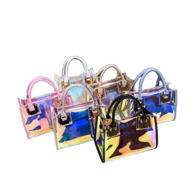 China 100% Fashion Large Jelly Laser Ladies Shoulder Bag Holographic PVC Tote Handbags Eco-friendly Custom Women Handbag for sale