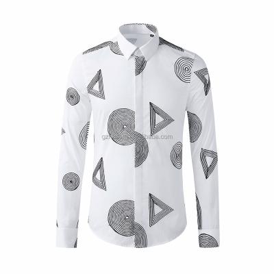 China Anti-wrinkle new autumn style triangle pattern round pattern men's shirt fashion men's long-sleeved shirt for sale