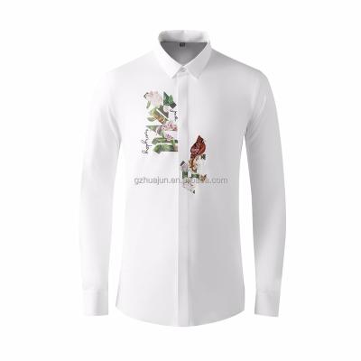 China Anti-Wrinkle Mens Fashion Hairdresser Long Sleeve Floral Printing Casual Shirt 3D Shirt for sale