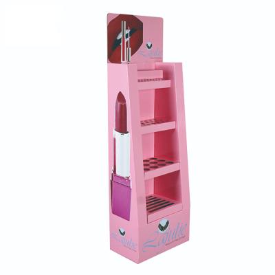 China Single Sided Makeup Floor Display Racks Promotional Paper Display In Supermarket Display Racks for sale