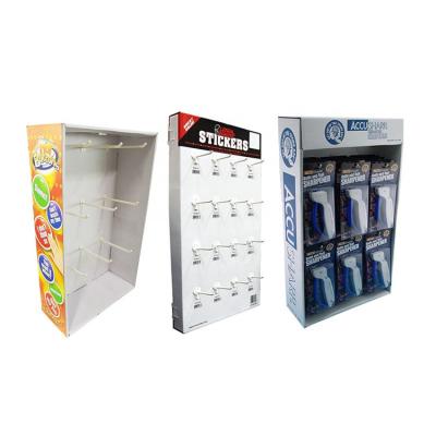 China Counter Single Sided POP Cardboard Display Stand Hanging Display Racks With Plastic Hooks for sale