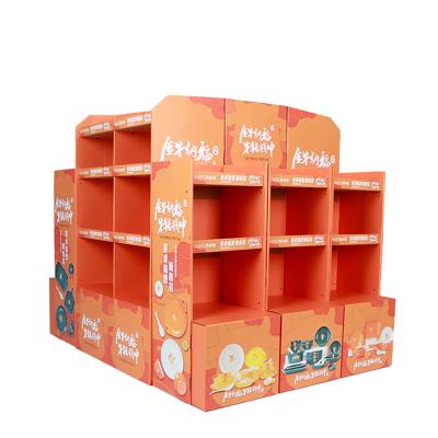 China Single Sided Supermarket Shelves Pallet Display Floor Display Cardboard Pallet Product Display Stand for sale